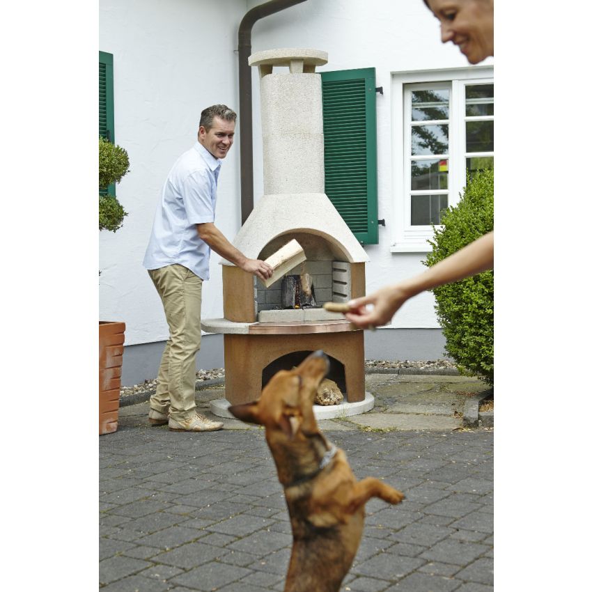 Barbecue SANREMO en Béton Blanc et Terracotta 110x65x203cm
