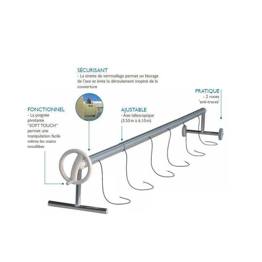 Enrouleur Télescopique Luxe Pour Bassin Largeur De 4,20m à 5,50m