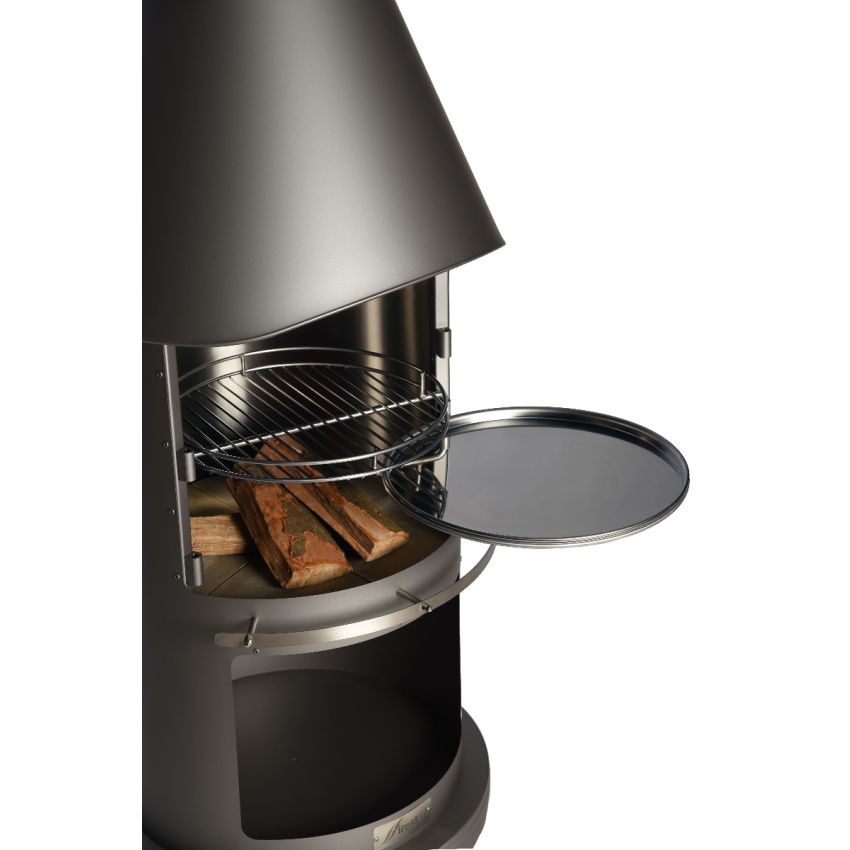 Poêle en fonte avec support en Acier Inoxydable 