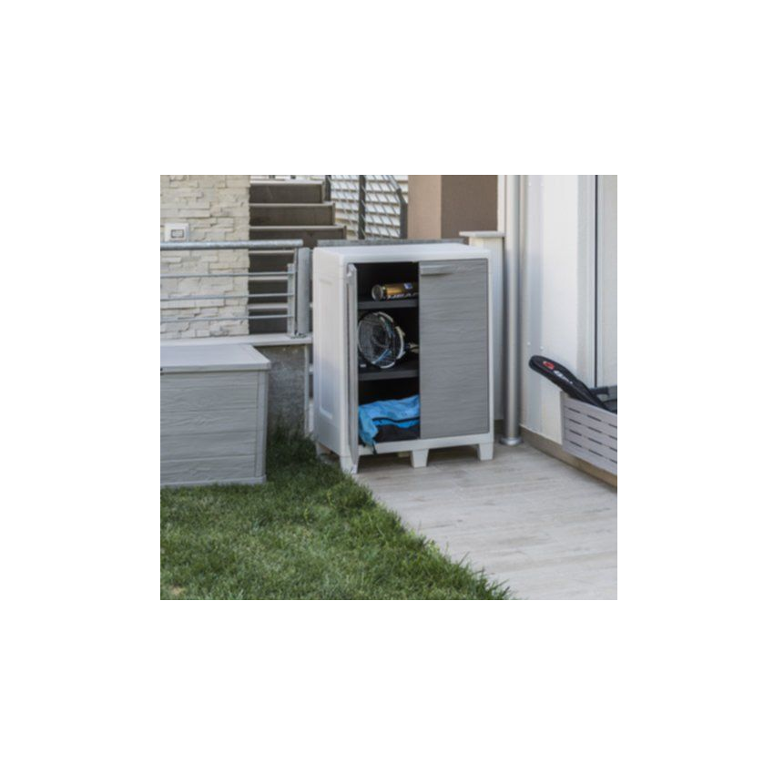 Armoire Jardin Résine basse Woody's XL Gris/Taupe