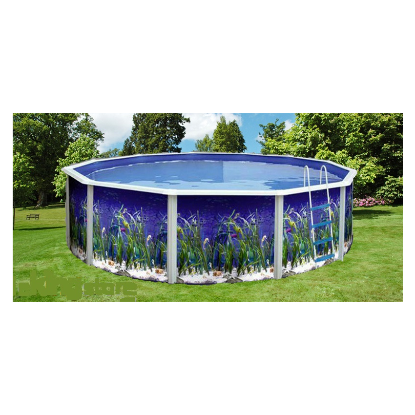 Piscine Ronde OCEANO Acier Décoration Aquatique 460 x 120 cm