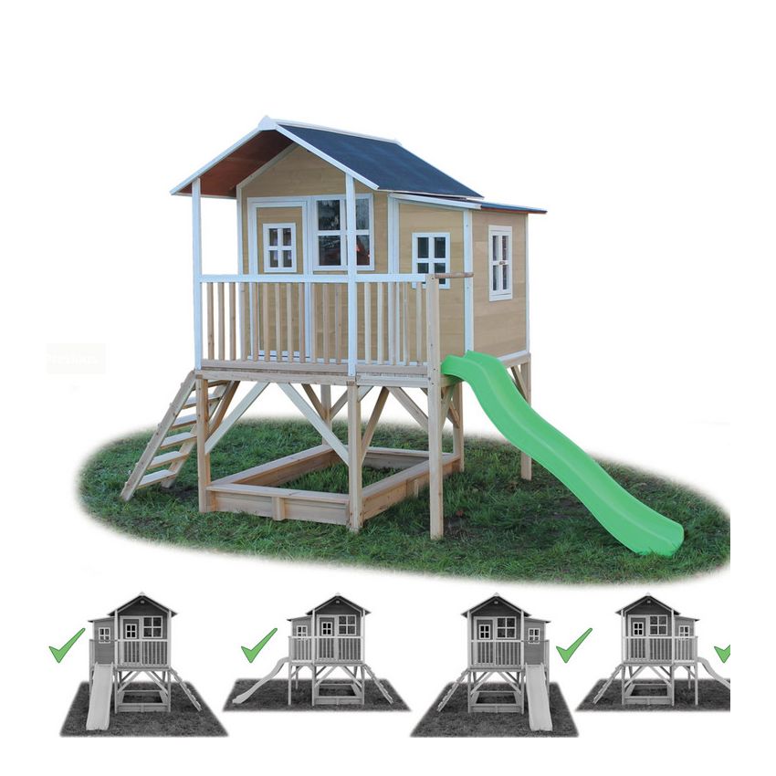 Cabane Enfant Loft en Bois Naturel 190x188x253cm