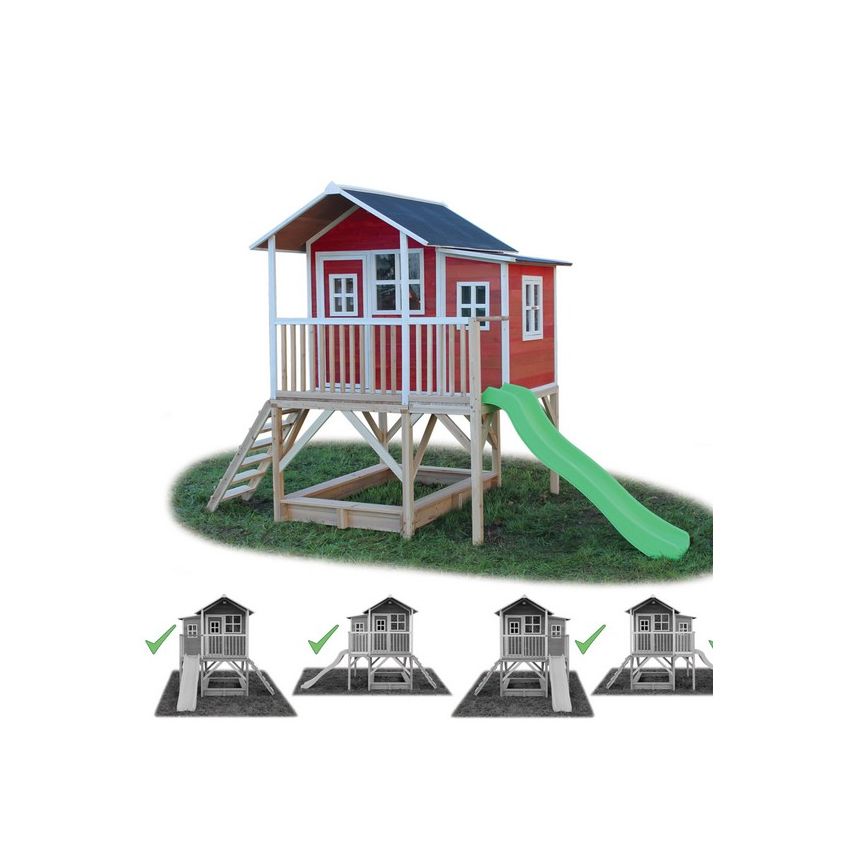 Cabane Enfant Loft en Bois Rouge 190x188x253cm