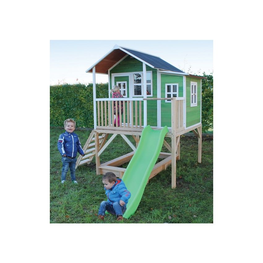 Cabane Enfant Loft en Bois Verte 190x188x253cm