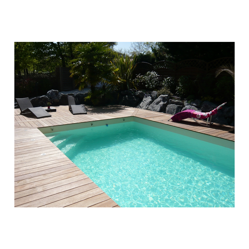 Piscine Bois Lenny Rectangulaire avec Escalier d'Angle 720x400x145cm