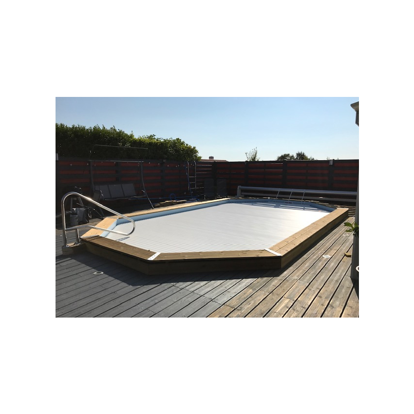 Volet roulant déplaçable pour piscine octogonale allongée 415x265cm