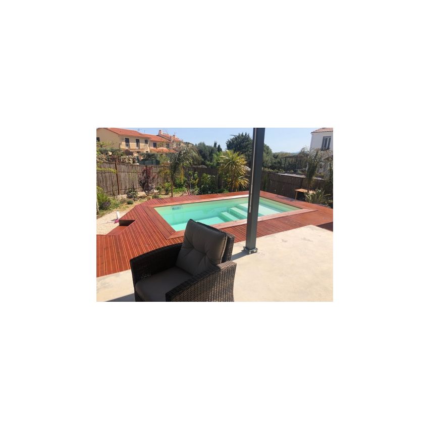 Piscine Bois Luxe Rectangulaire avec Plage Immergée + escalier 470x270x145cm