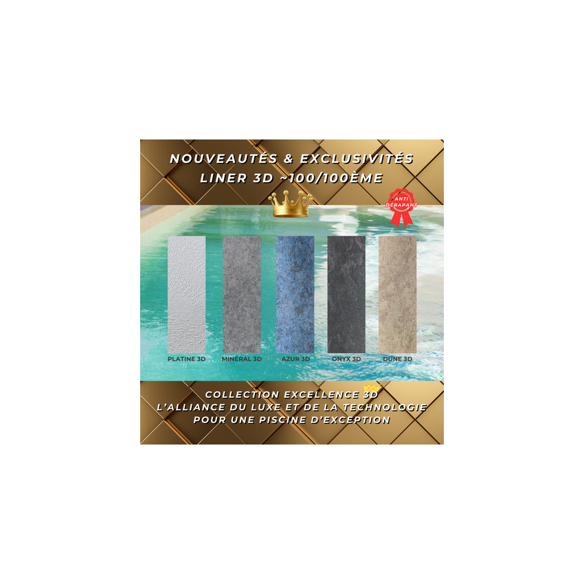 Piscine Bois PRESTIGE Rectangulaire SPARK 420 x 320 x 131 cm Liner Relief 3D