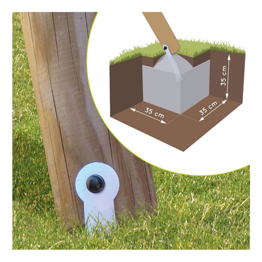 Portique en bois TONKA : 2 balançoires et 1 échelle L242xl166xH195