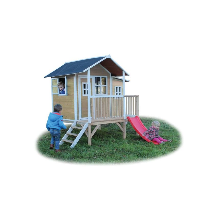 Cabane Enfant Loft en Bois Naturel 322x190x215cm