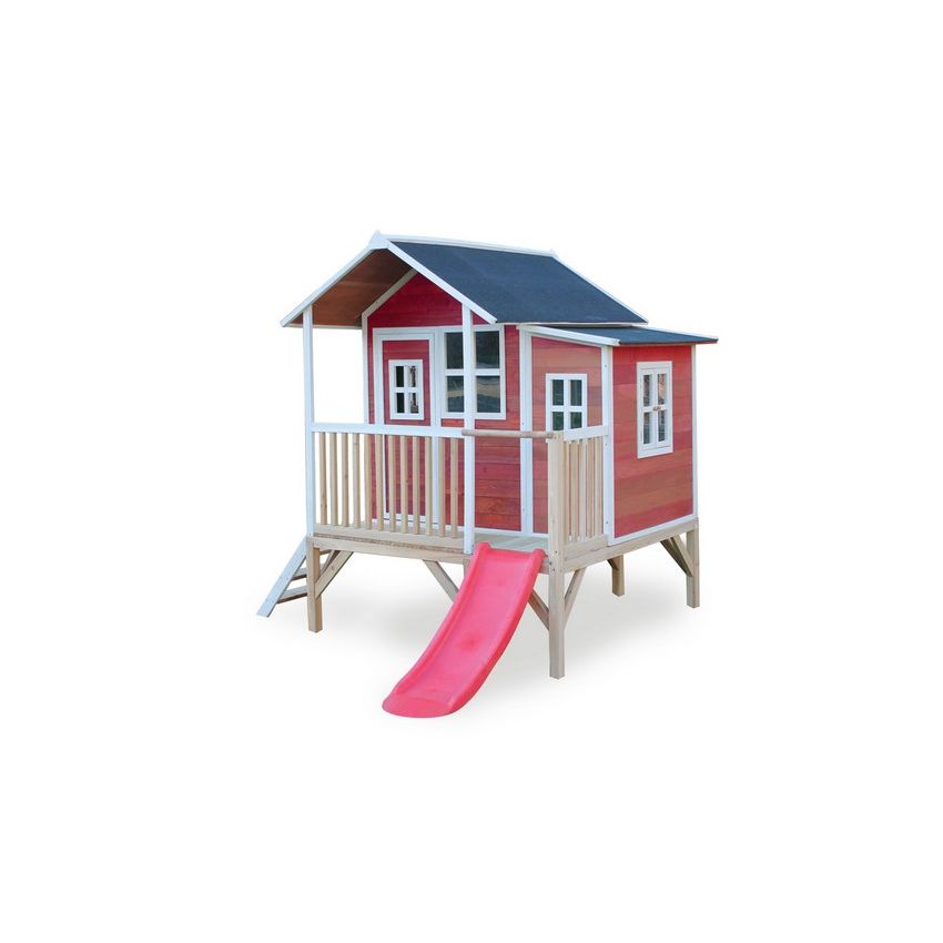 Cabane Enfant Loft en Bois Rouge 322x190x215cm