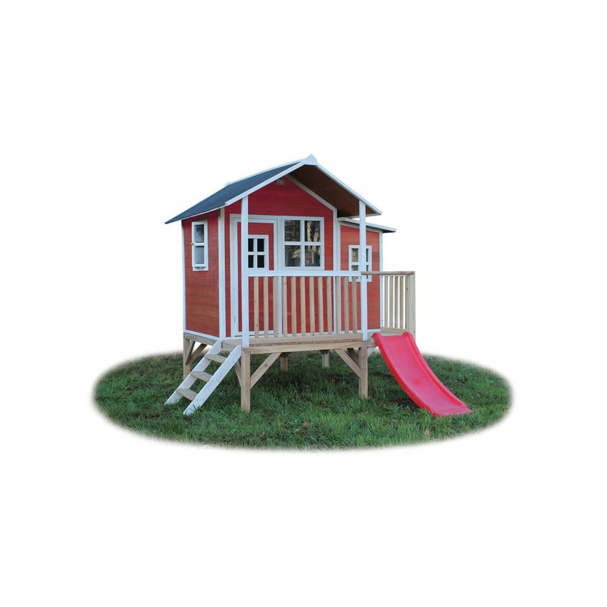 Cabane Enfant Loft en Bois Rouge 322x190x215cm