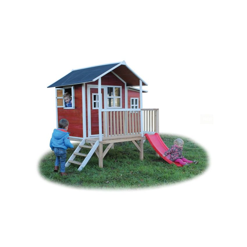 Cabane Enfant Loft en Bois Rouge 322x190x215cm