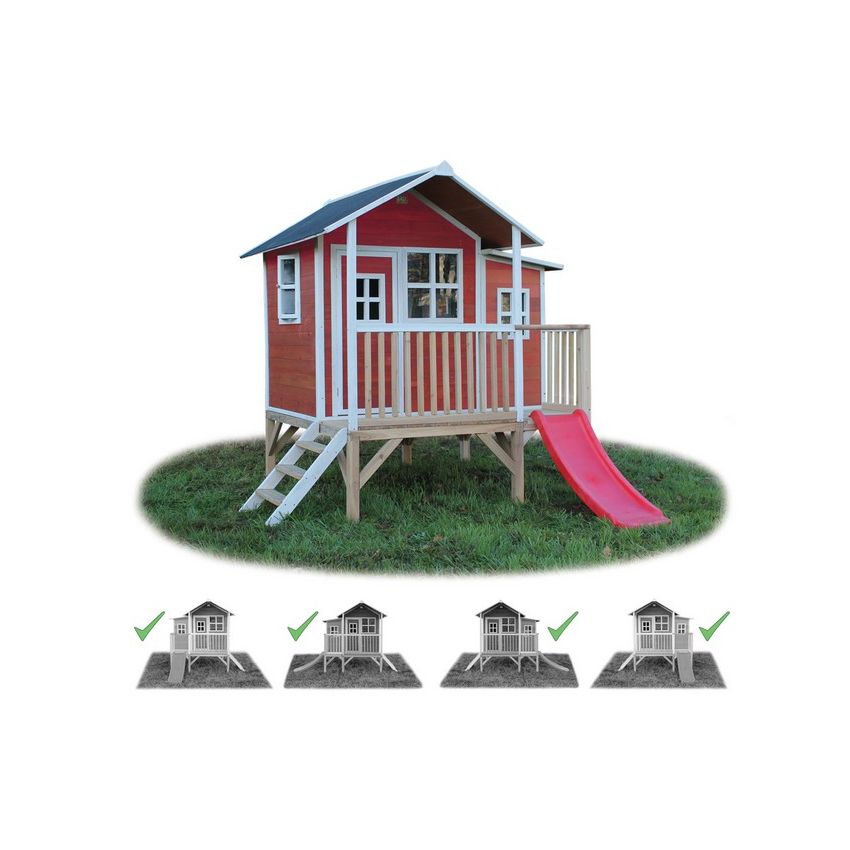 Cabane Enfant Loft en Bois Rouge 322x190x215cm
