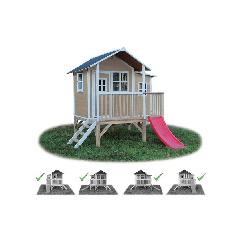 Cabane Enfant Loft en Bois Naturel 322x190x215cm