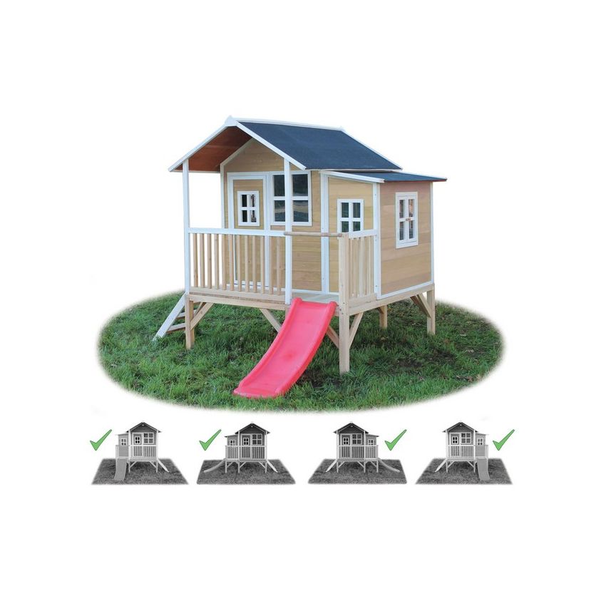 Cabane Enfant Loft en Bois Naturel 322x190x215cm