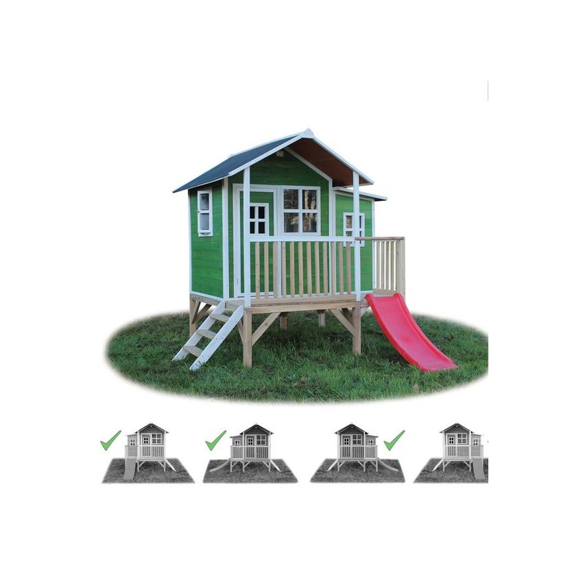 Cabane Enfant Loft en Bois Vert 322x190x215cm
