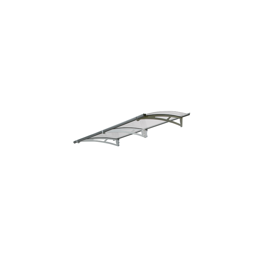 Marquise en aluminium - Flora - 205 x 92 x 16 cm - Gris