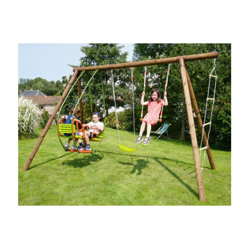 Portique en bois JULIETTE: 4 agrès L348xl189xH222cm