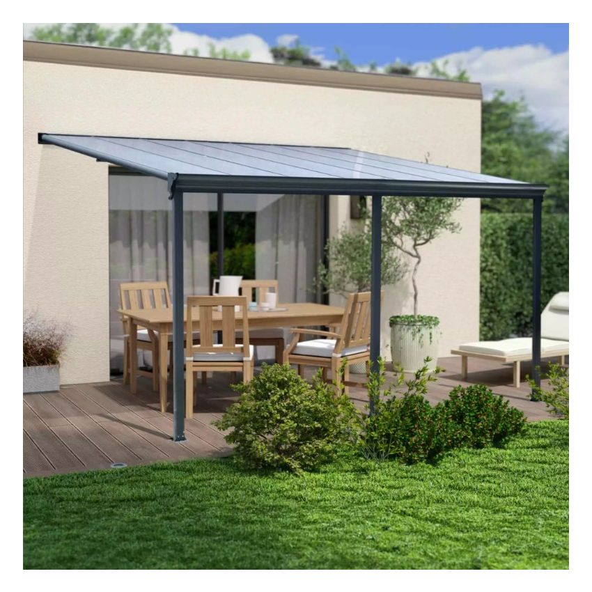Pergola en aluminium gris anthracite 435x303x278cm