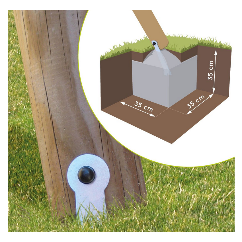 Portique en bois avec sac de boxe