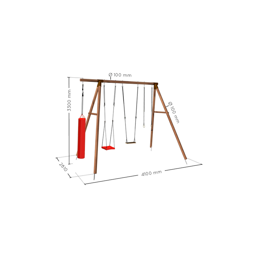 Portique en bois avec sac de boxe