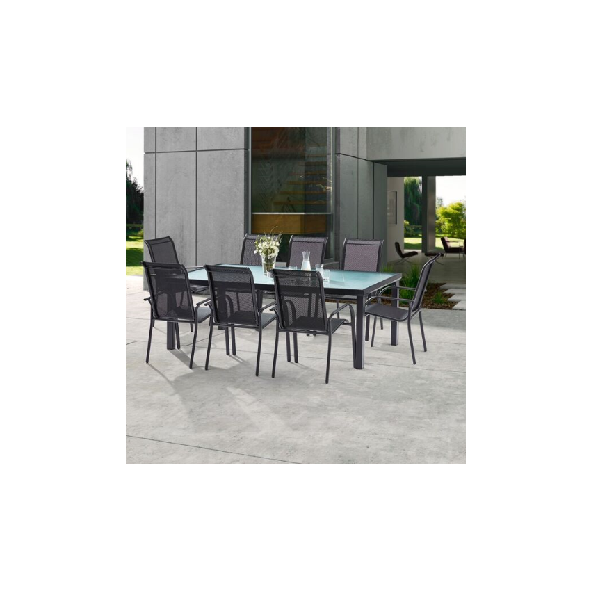 Ensemble de Jardin BLACK GARDEN 8 Places Noir 