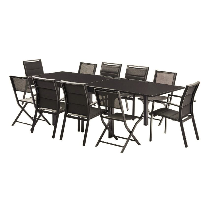 Ensemble de Jardin Modulo Full Verre Noir 6/10 Personnes 