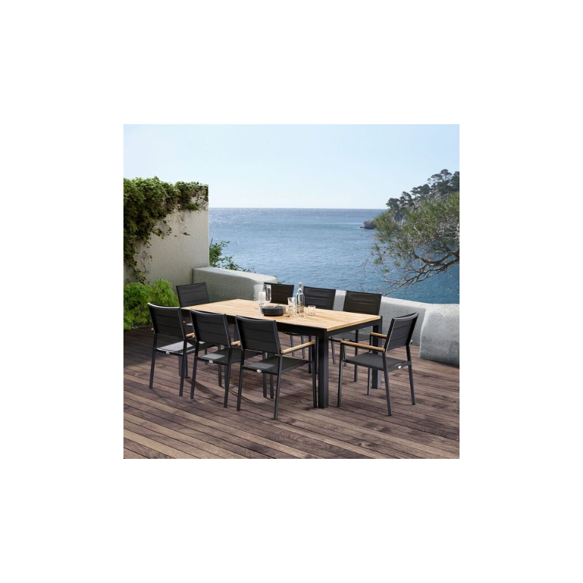 Ensemble de jardin Bali Teck noir 8 places 