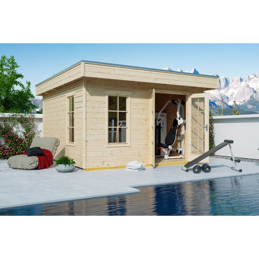 Maison en Bois à Toit Plat Breda 11.40 m² Epaisseur 28 mm