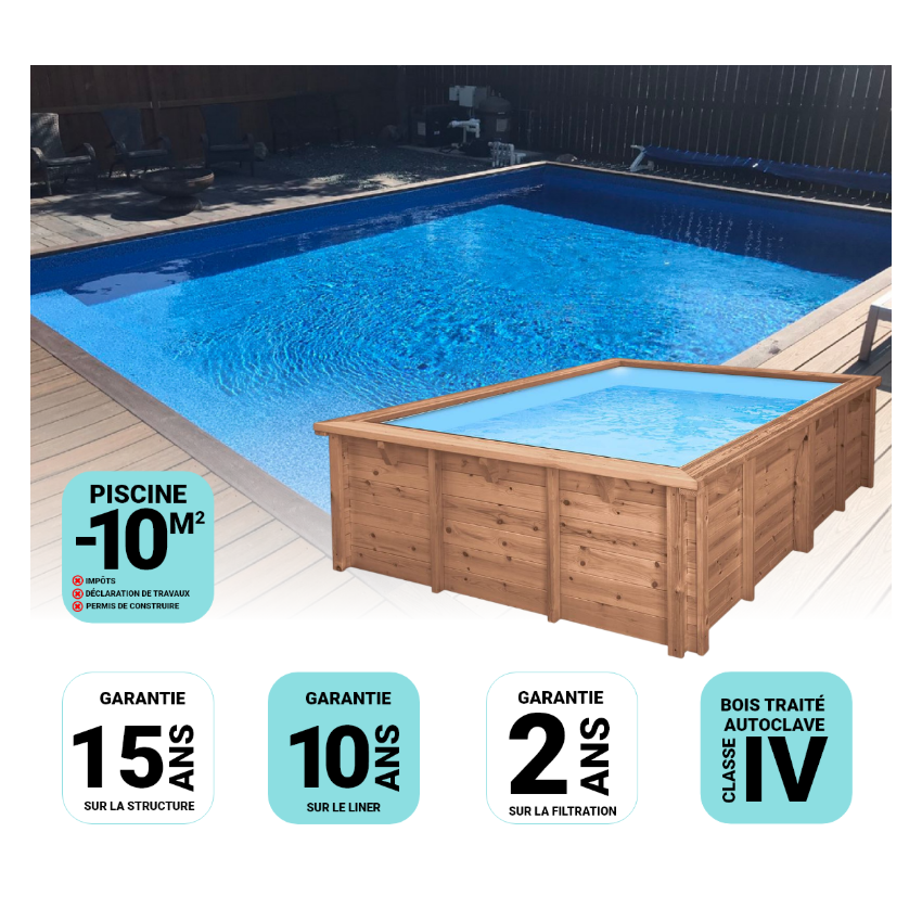 Piscine bois Luxe Rectangulaire 420x320x131cm