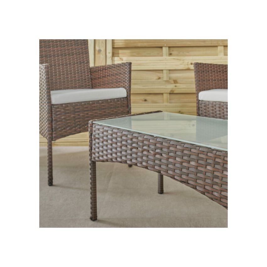 Salon de jardin BARCELONE en résine Marron 