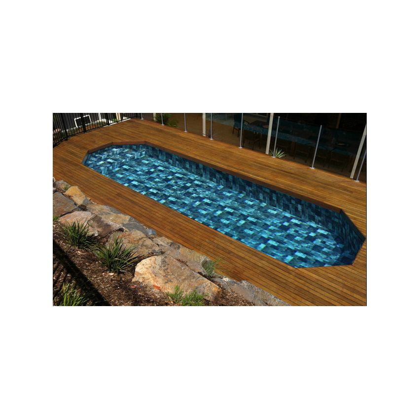 Piscine Bois Super Lucci Octogonale Allongée 807x457x131cm Pierre de Bali