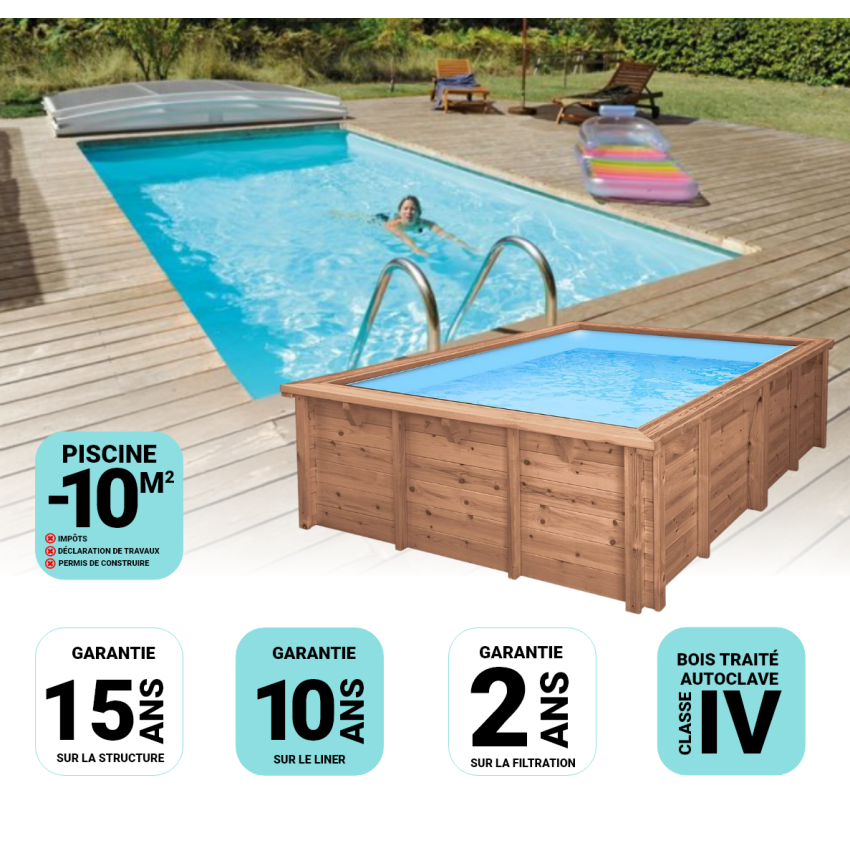 Piscine Bois Luxe Rectangulaire 470x270x145cm