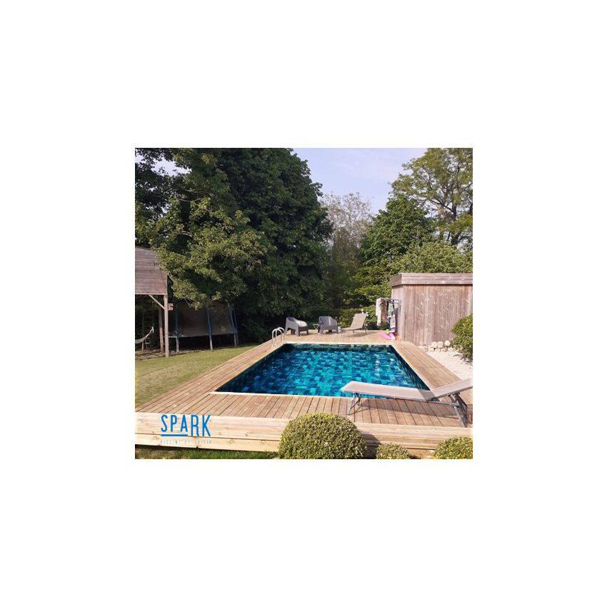 Piscine Bois Anna Carrée 520x520x145cm Pierre de Bali