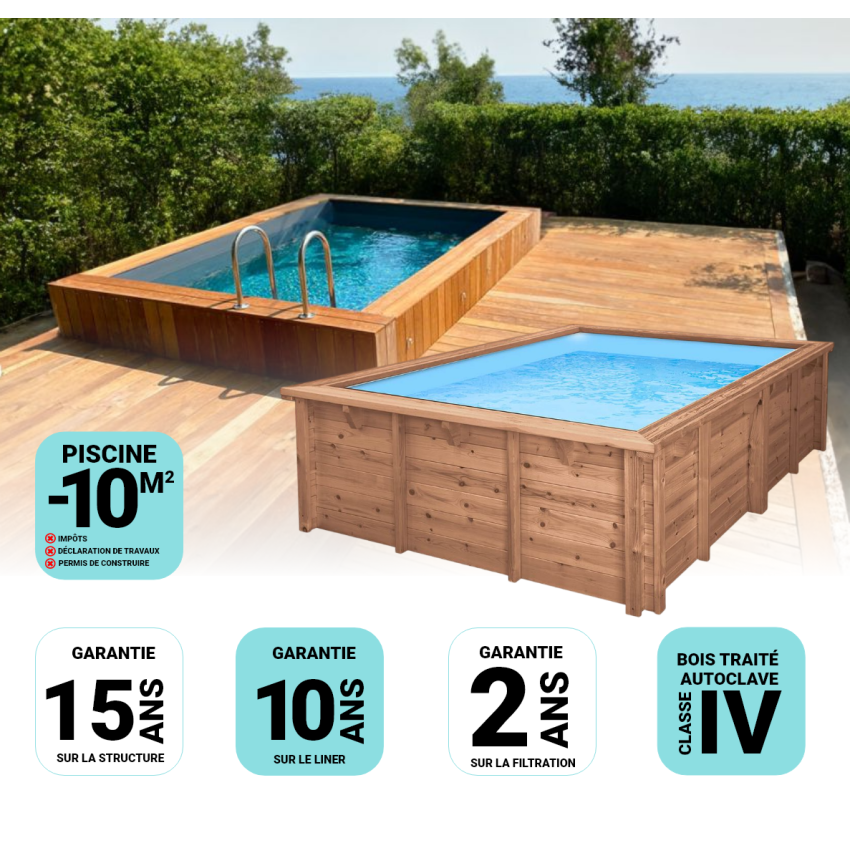 Piscine Bois California Rectangulaire Luxe 520x220x131cm
