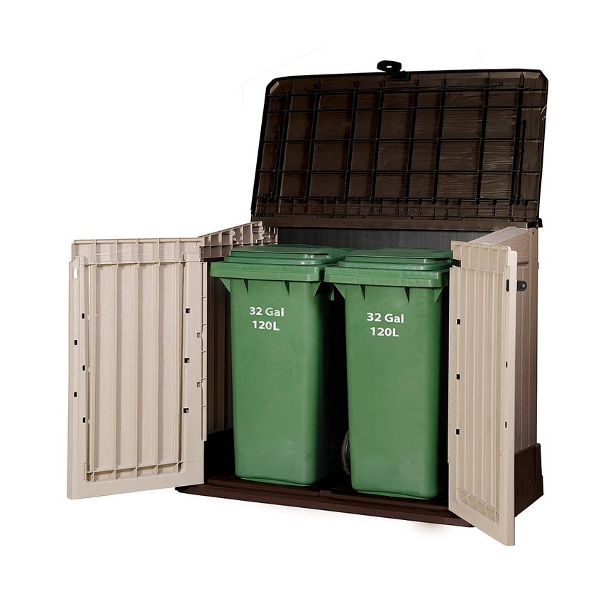 Coffre de jardin - Multifonctions - 1200L - BEIGE - Toit plat 