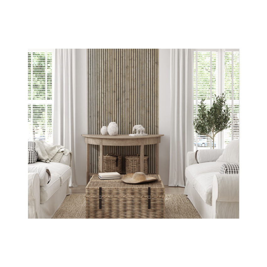 Lot de 2 Panneaux décor Acoustique Black Rustic Wood 20 x 300 x 2770 mm 1.66m2