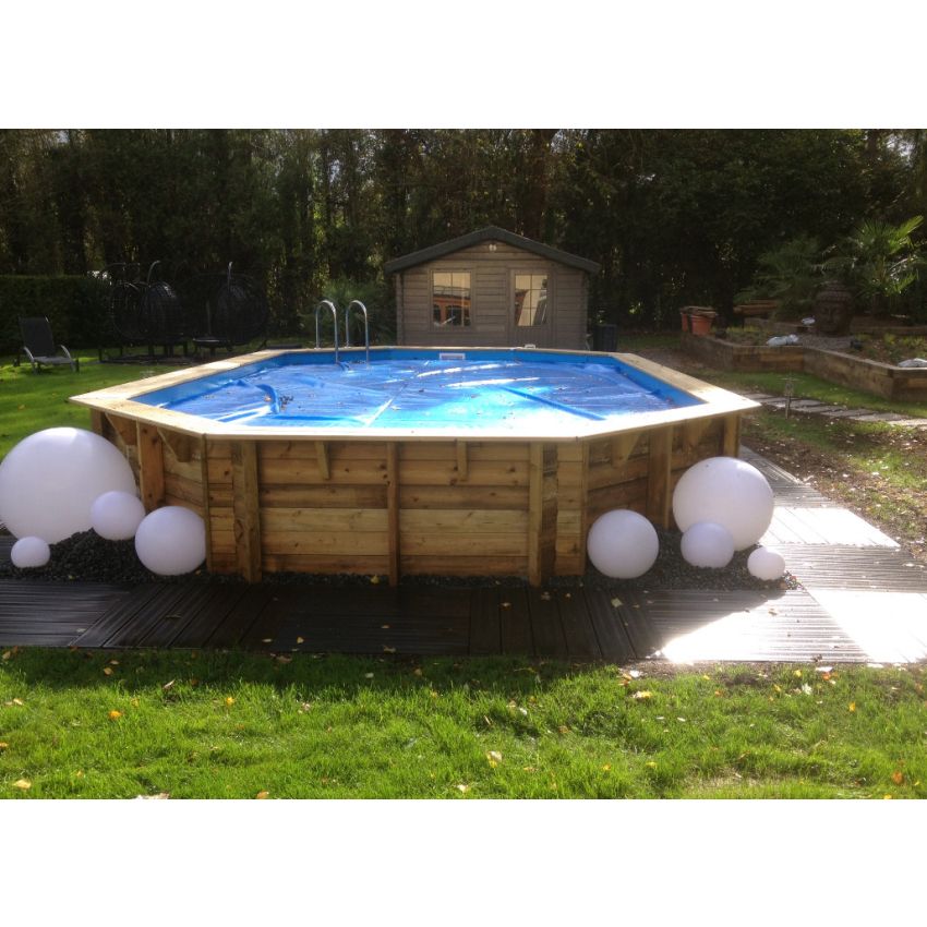 Piscine bois Allongée UBBINK SUPER TONGA 820x470x130cm Liner Bleu 