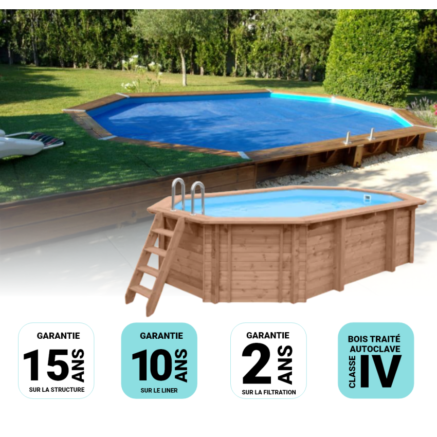 Piscine bois Allongée UBBINK AZURA 550x355x120cm
