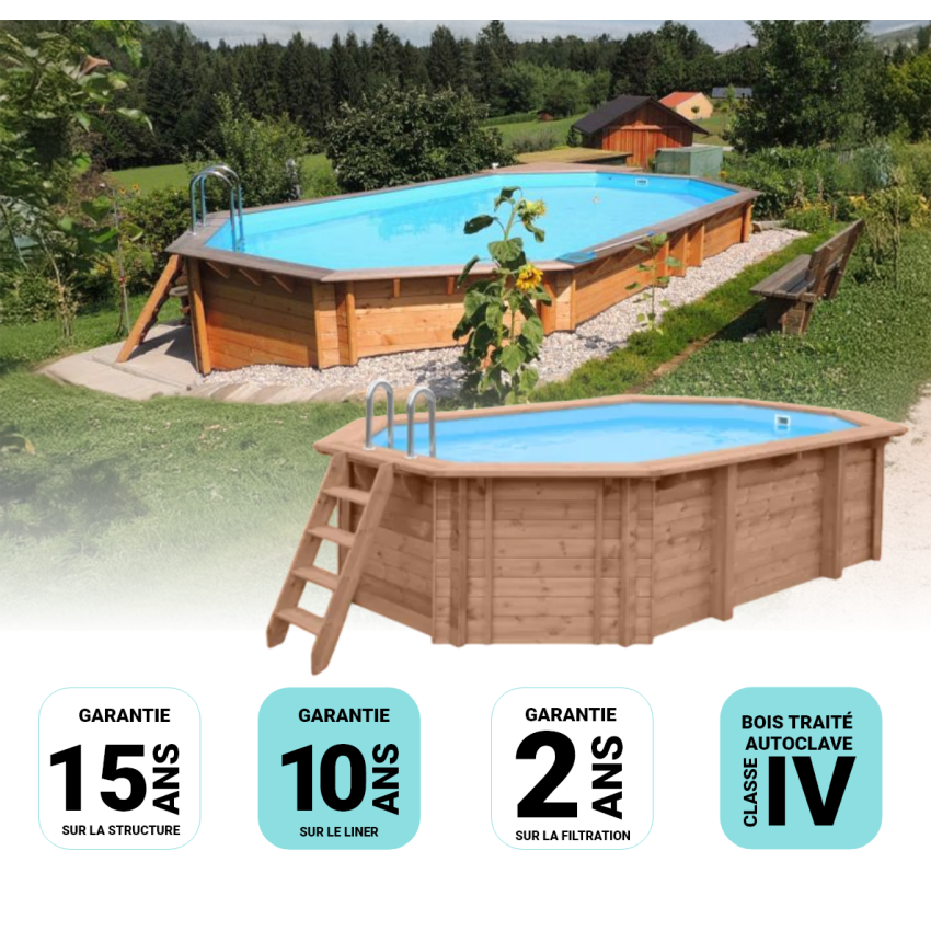 Piscine bois Allongée UBBINK AQUABELLE 750x400x130cm