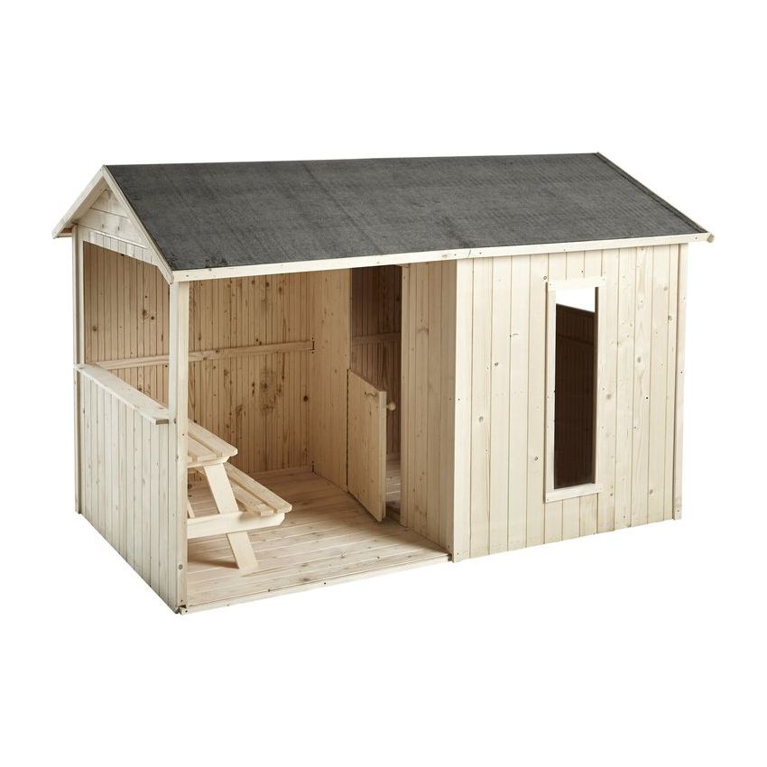 Maisonnette JAZZ en bois avec un préau pour enfant Soulet