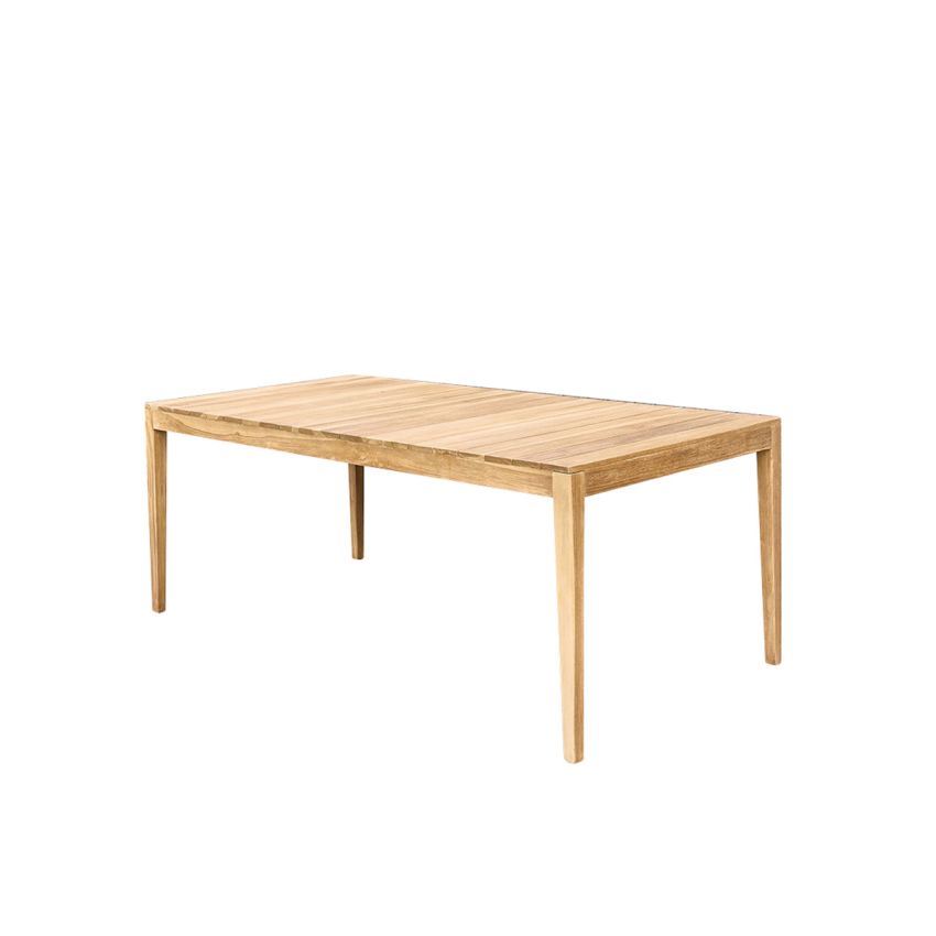 Ensemble Table 6/8 places avec 6 fauteuils CALVI en Teck et cordage Beige 