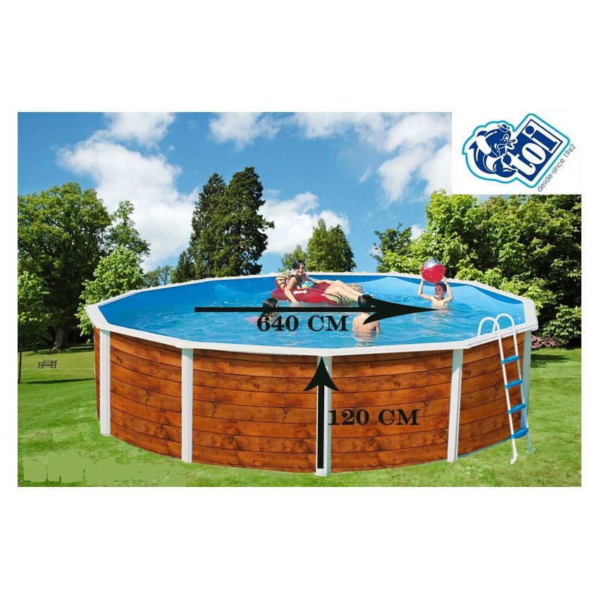 Piscine Ronde ETNICA  Acier Aspect Bois 640cm x  H 120cm