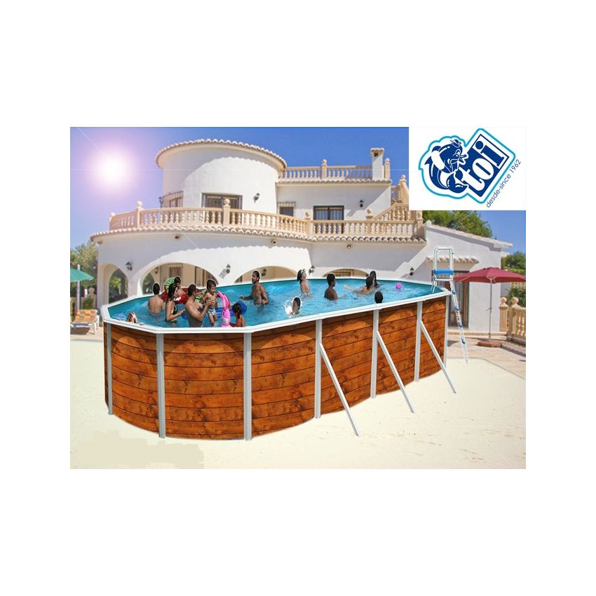 Piscine Allongée ETNICA Acier Aspect Bois 550cm x 366cm x H 120cm