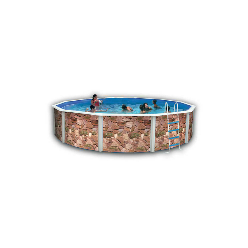 Piscine Ronde ROCALLA Acier Décoration Pierre 460 x 120 cm