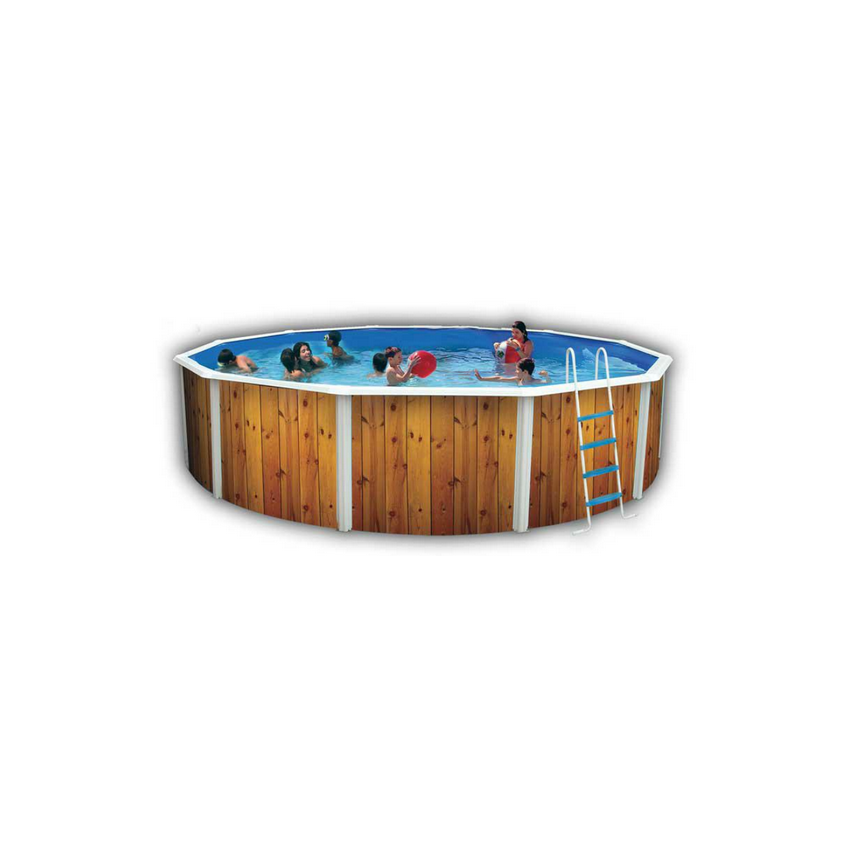 Piscine Ronde VETA Acier Décoration Bois 640 x 120 cm