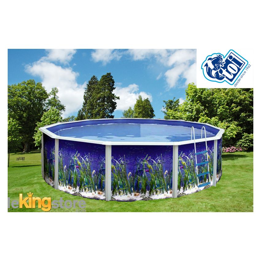 Piscine Ronde OCEANO Acier Décoration Aquatique 460 x 120 cm