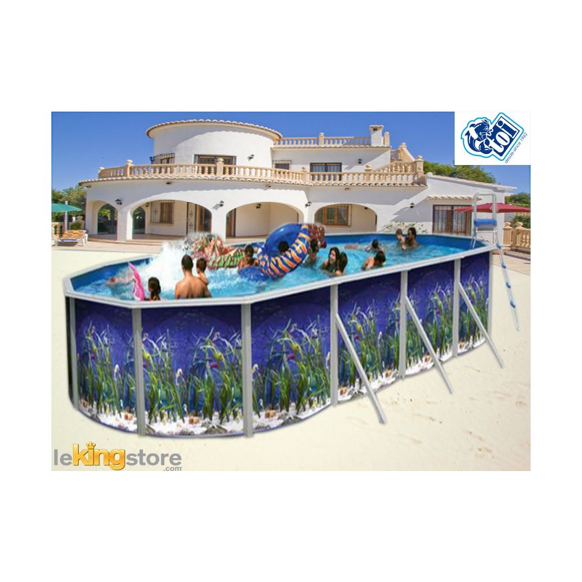 Piscine Allongée OCEANO Acier Décoration Aquatique 640 x 366 x 120 cm 