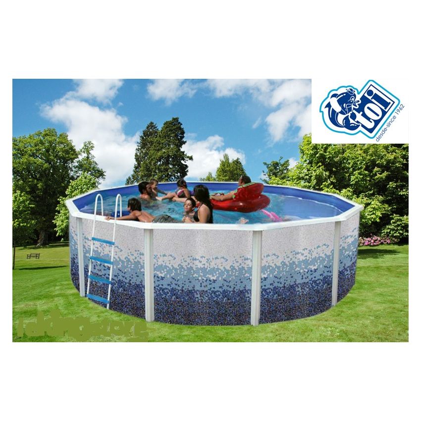 Piscine Ronde TRENCADIS Acier Décoration Mosaïque 350 x 120 cm